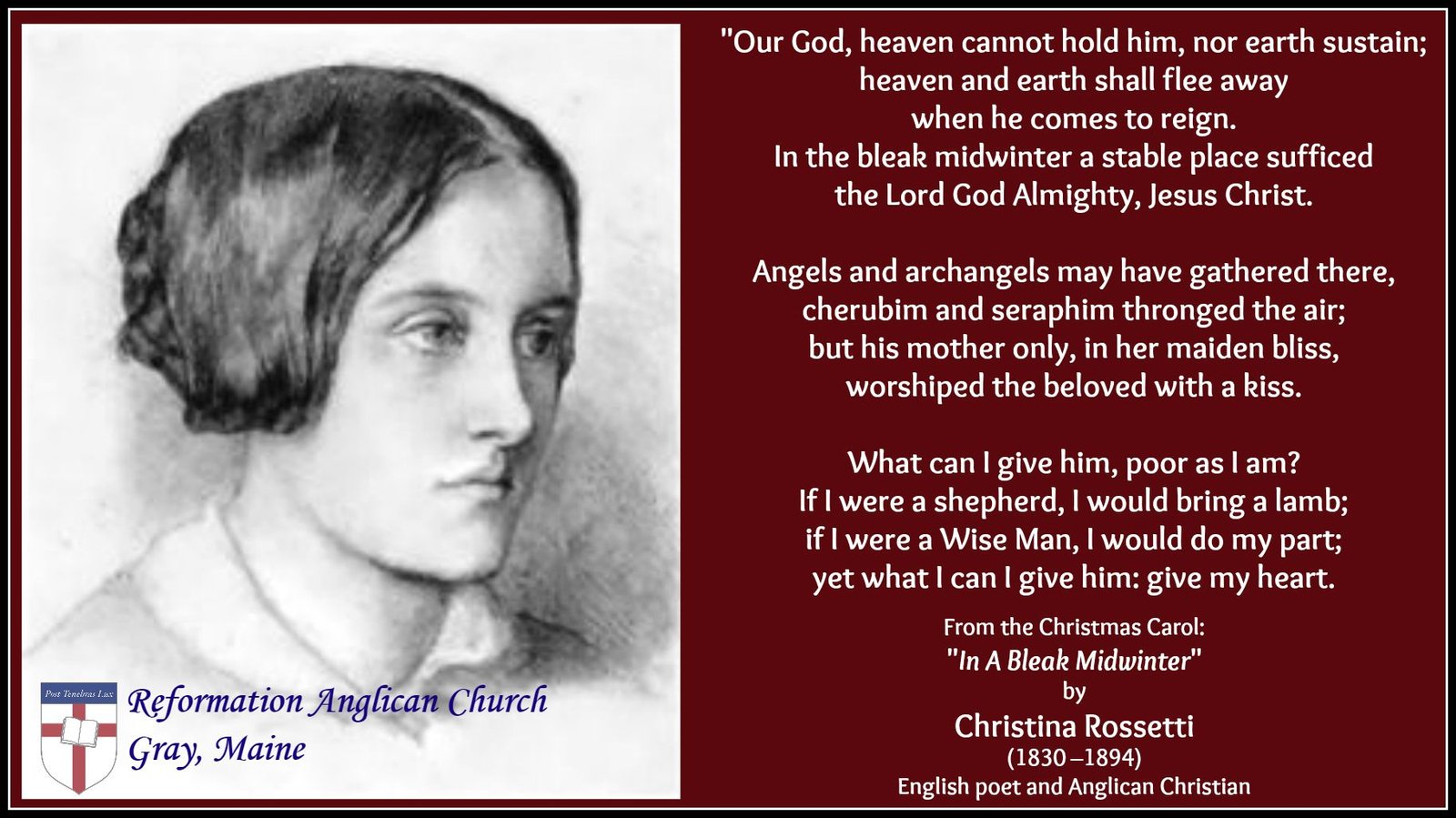 Anglican Hymn writer - Christina Rossetti