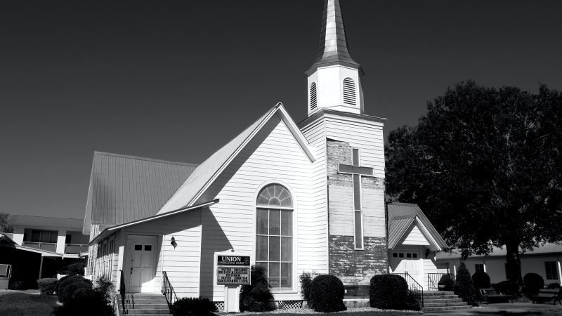 grayscale photography of parish